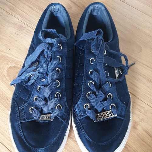 Guess trainers navy satin size - satin,